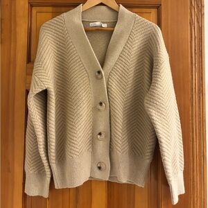 OAK + FORT Cream Oak Herringbone Cardigan Size extra Small - fits VERY oversized